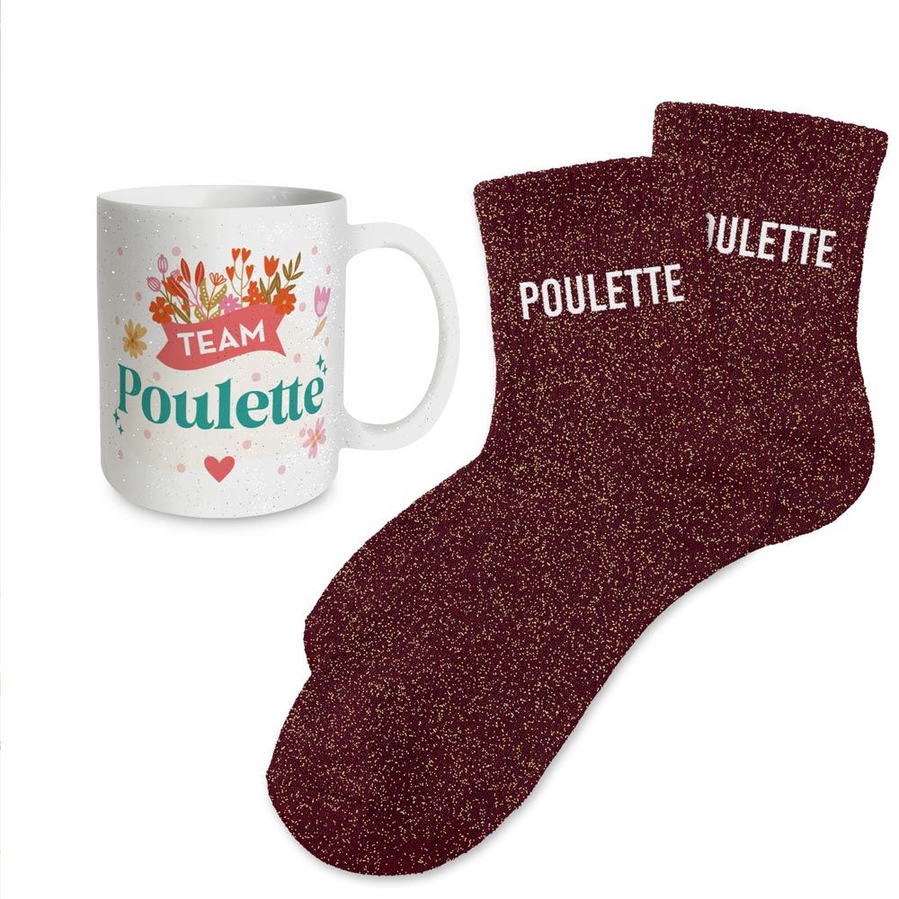 Coffret mug chaussettes paillettes poulette