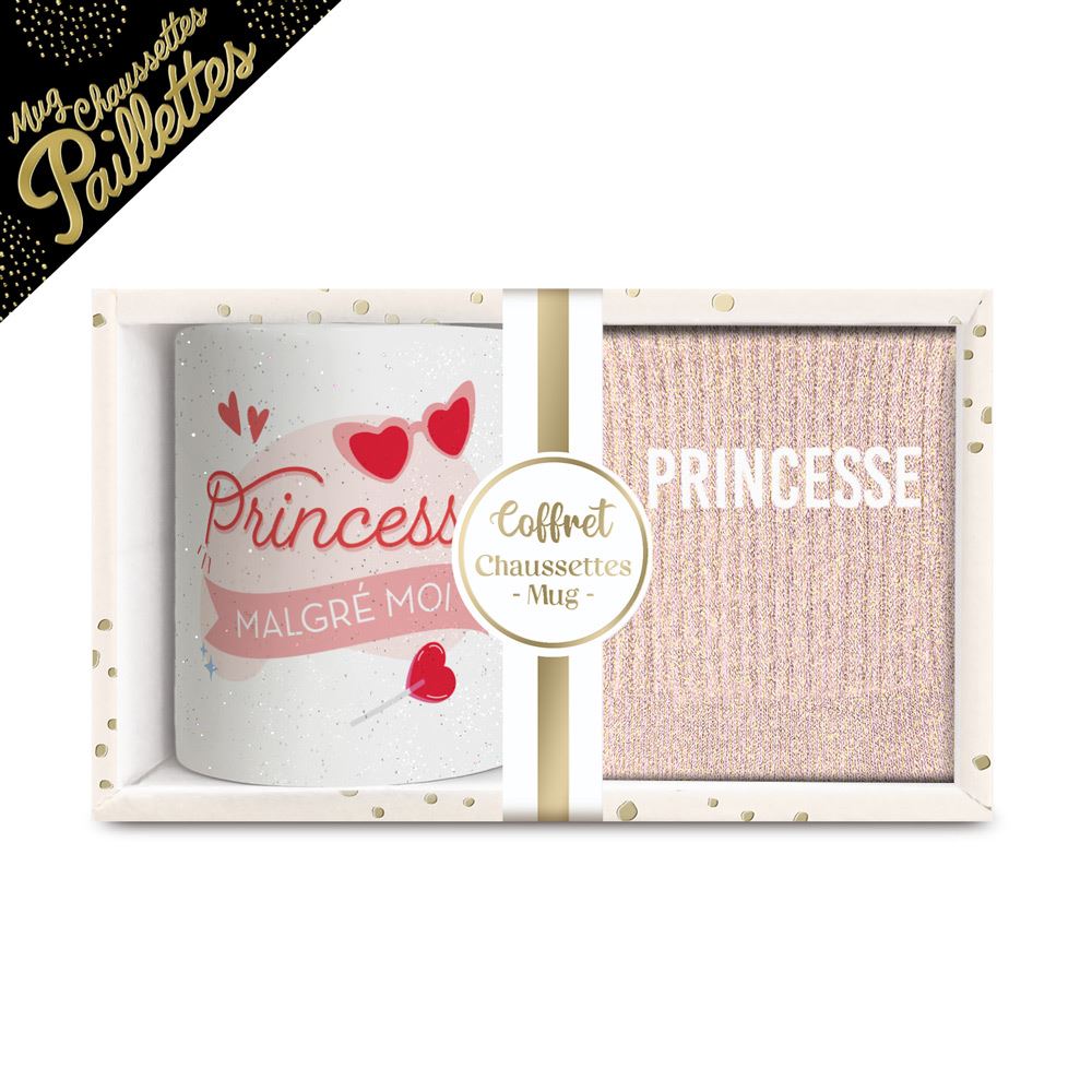 Coffret mug chaussettes paillettes princesse