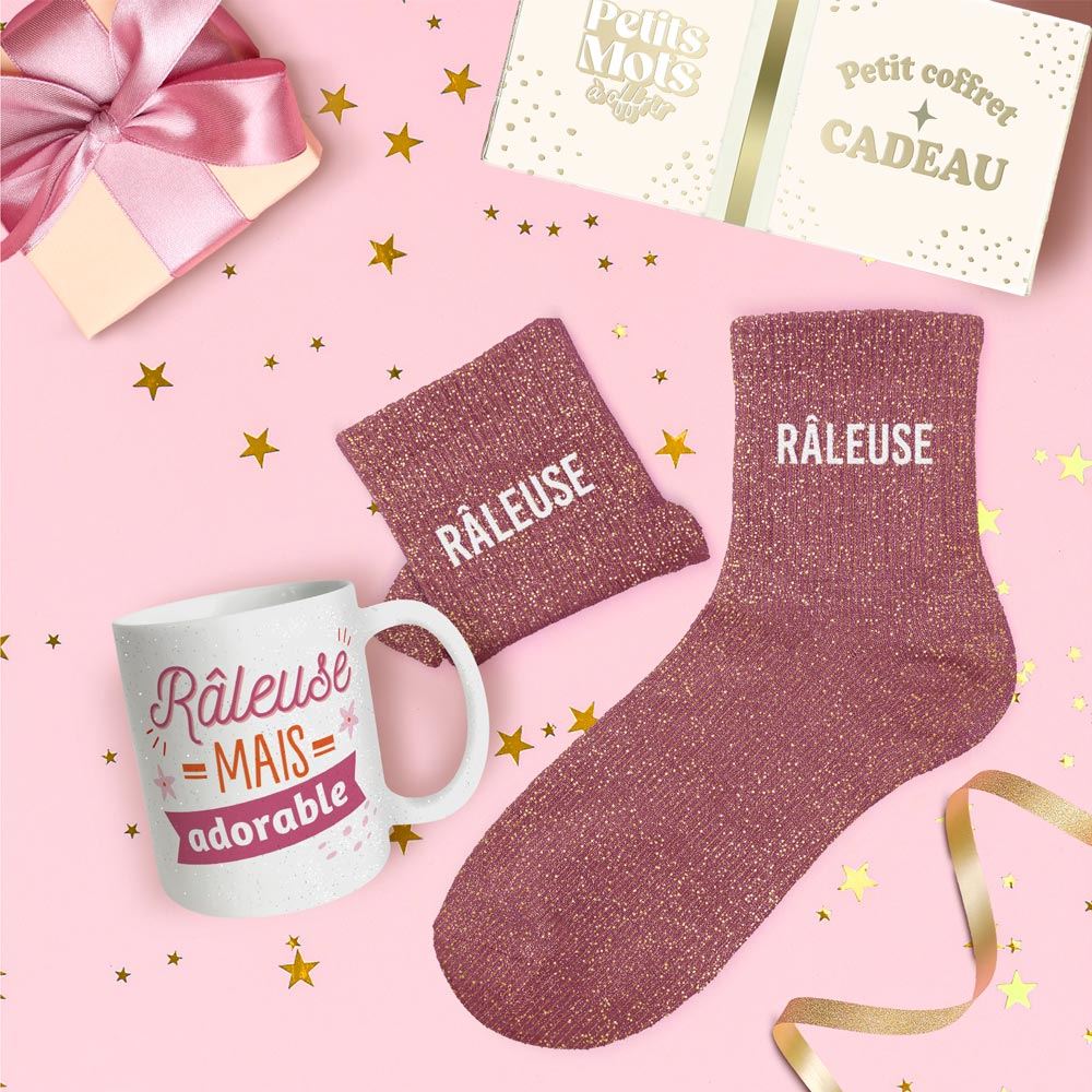 Coffret mug chaussettes paillettes raleuse