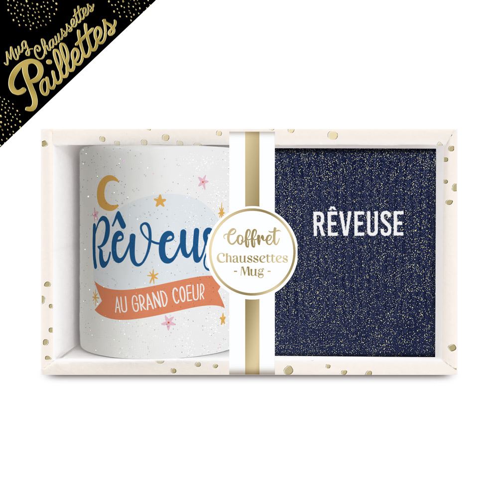 Coffret mug chaussettes paillettes reveuse