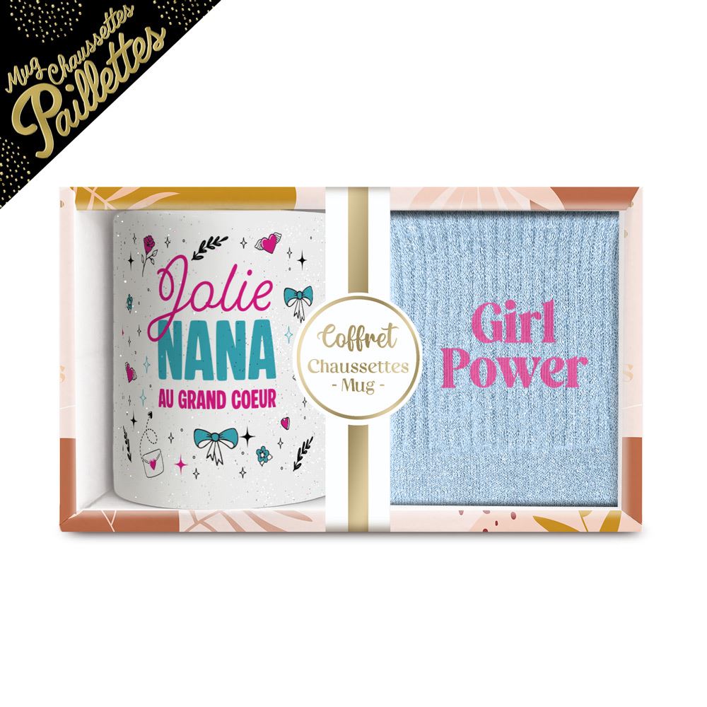 Coffret mug chaussettes paillettes affectif girl power