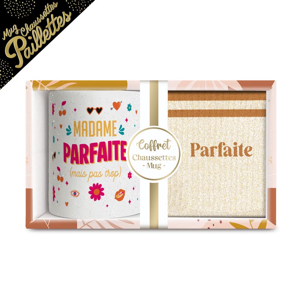 Coffret mug chaussettes paillettes affectif parfaite