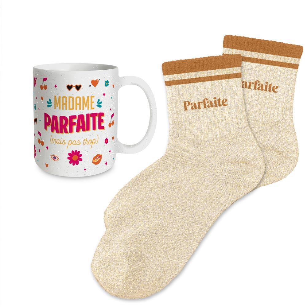 Coffret mug chaussettes paillettes affectif parfaite