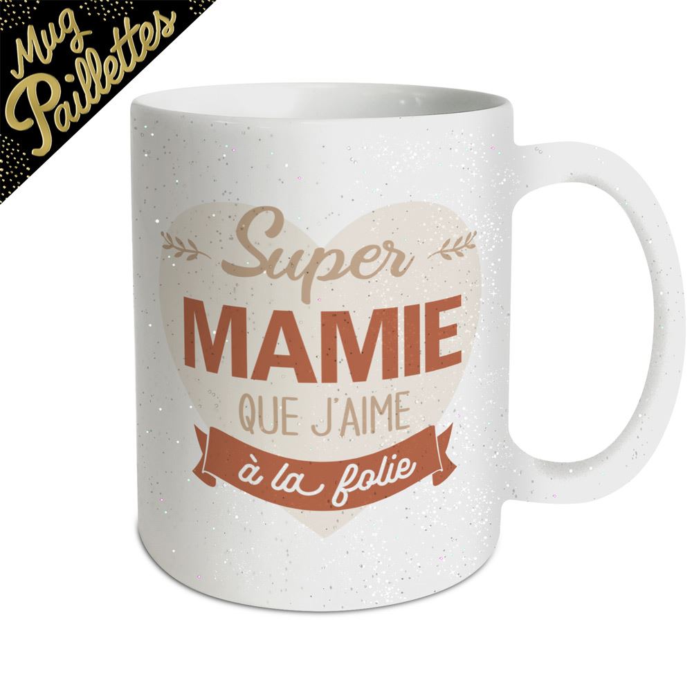 Mug a paillettes super mamie 
