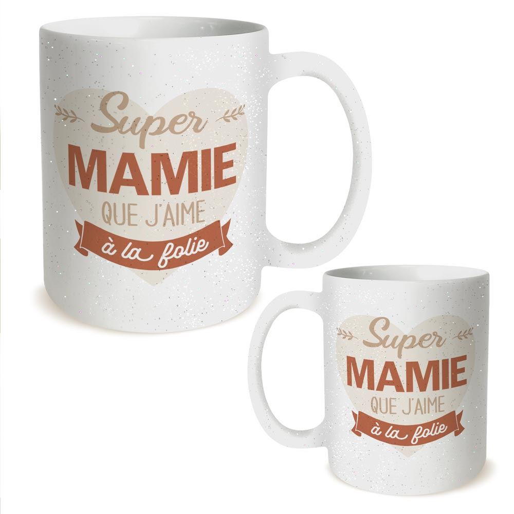Mug a paillettes super mamie 
