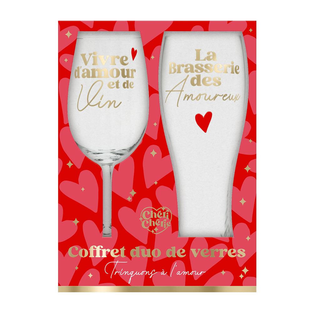 Coffret duo verre vin / biere saint valentin