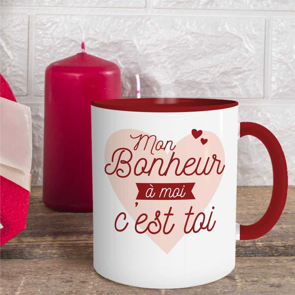 Mug rouge "mon bonheur a moi c est toi"
