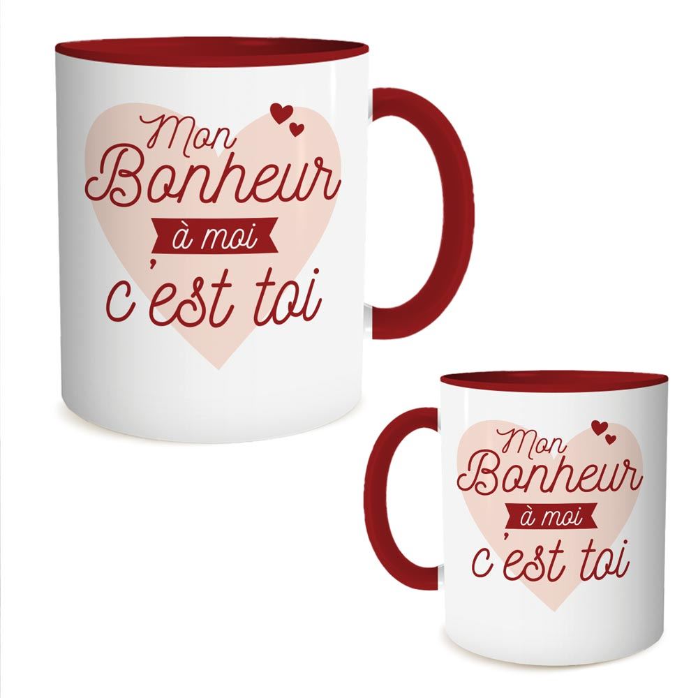 Mug rouge "mon bonheur a moi c est toi"