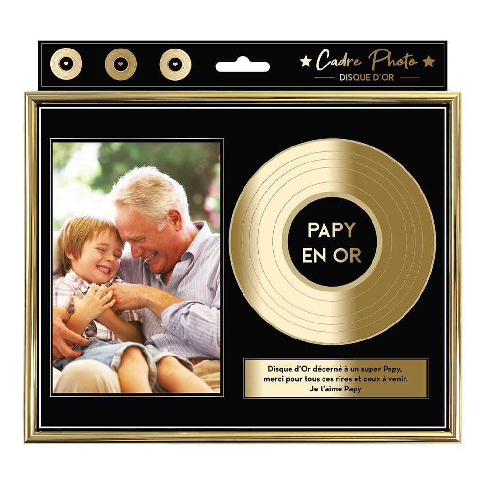 Cadre photo disque d or papy