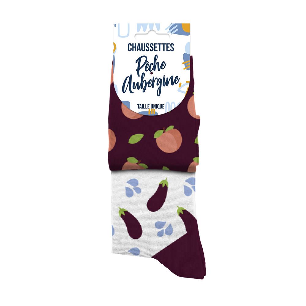Chaussettes peche/aubergine