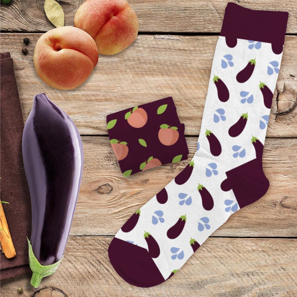Chaussettes peche/aubergine