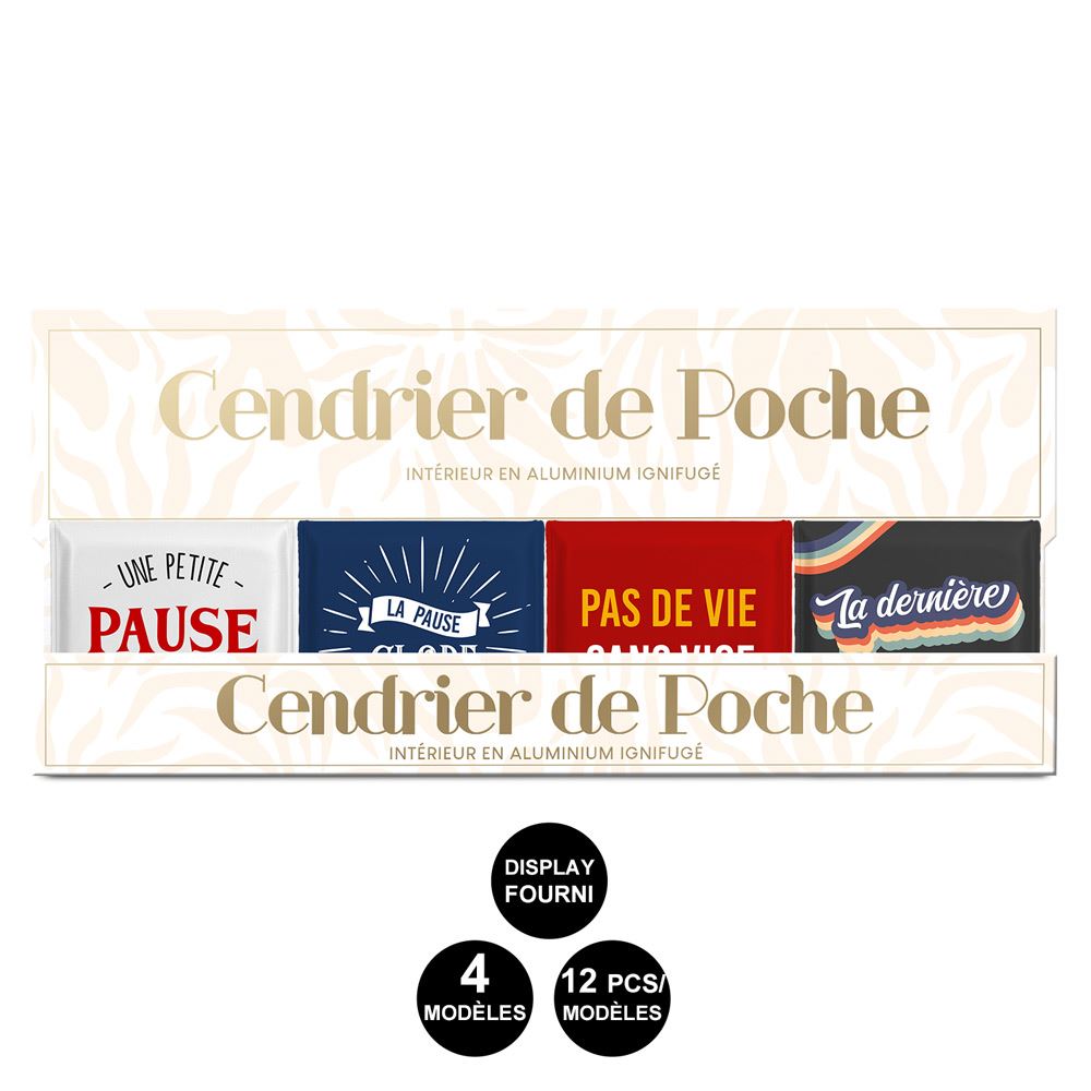 Cendrier poche homme texte 4mods/ 48pcs