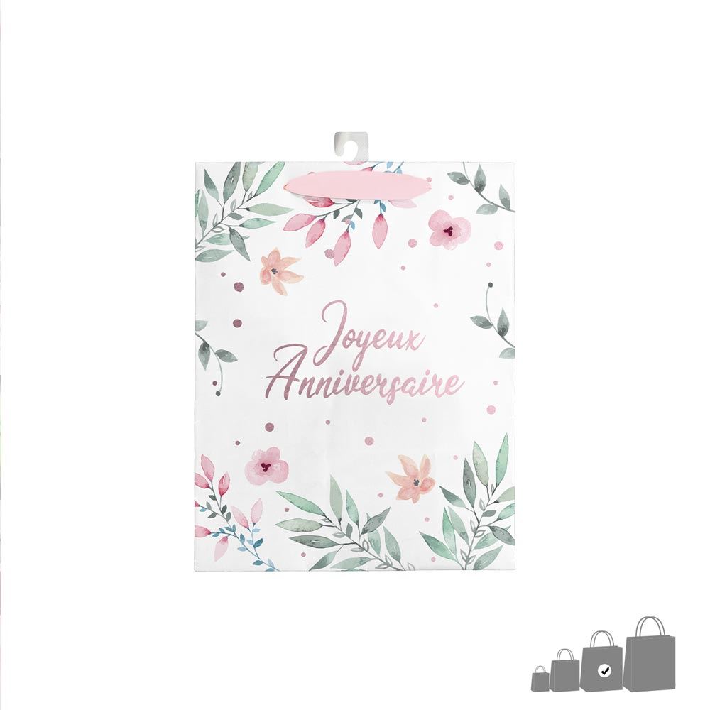 Pochette joyeux anniversaire fleurs mm