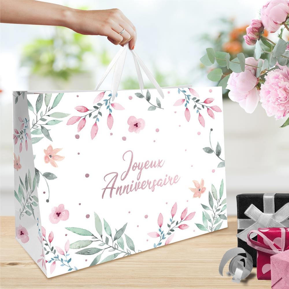 Pochette joyeux anniversaire fleurs hgm