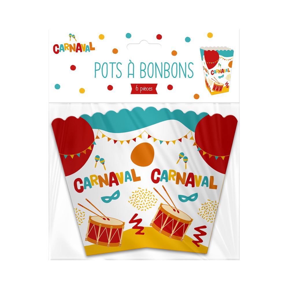 Pots bonbons 6pcs carnaval