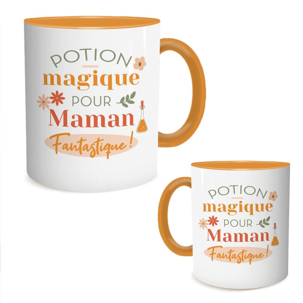 Mug orange potion magique pour maman