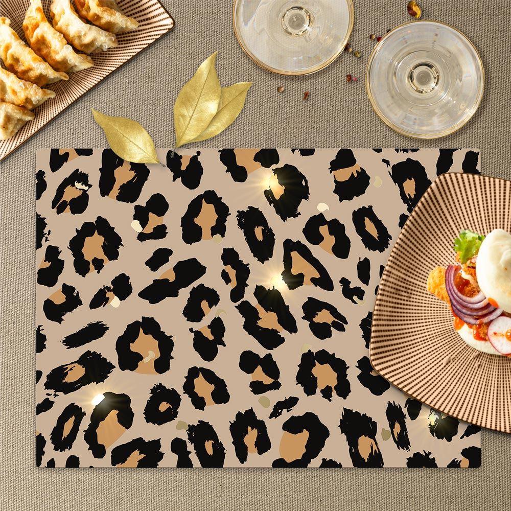 Set de table dore leopard beige