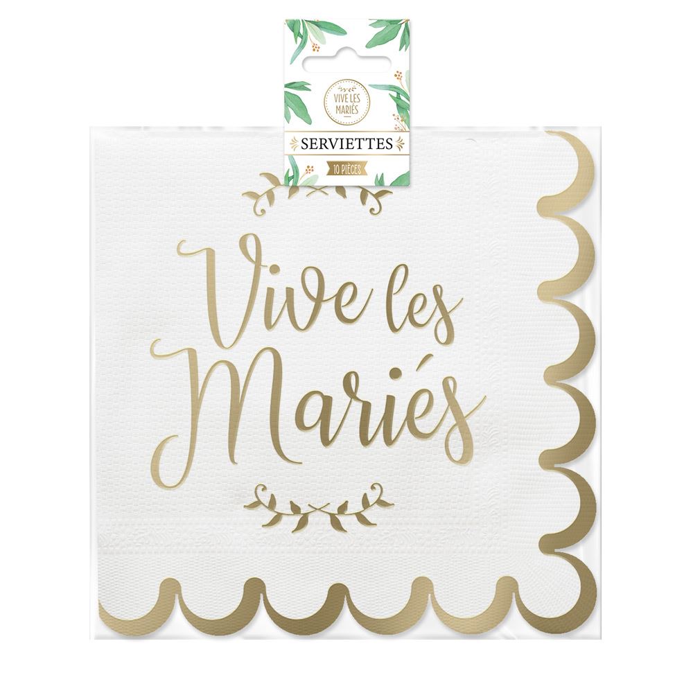 Serviettes festonnees 10pcs mariage