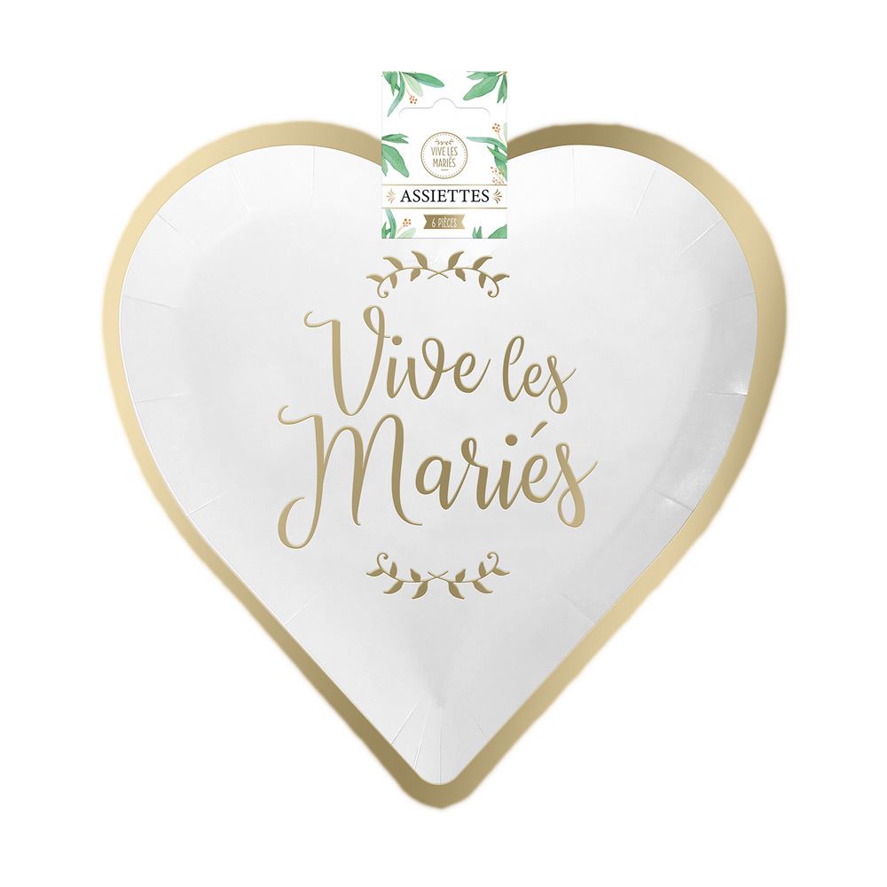 Assiettes coeurs 6pcs mariage