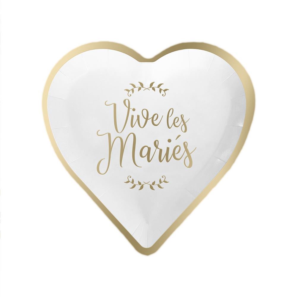Assiettes coeurs 6pcs mariage