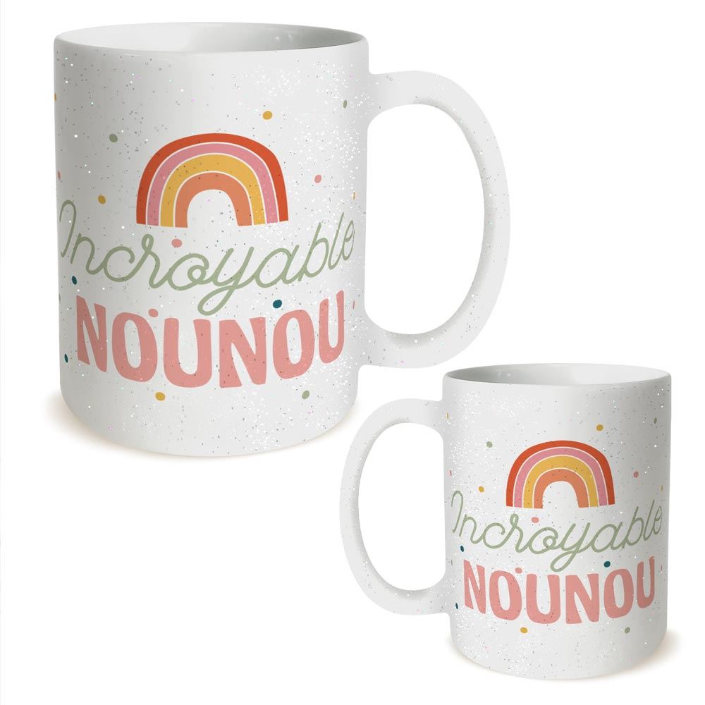 Mug a paillettes incroyable nounou 
