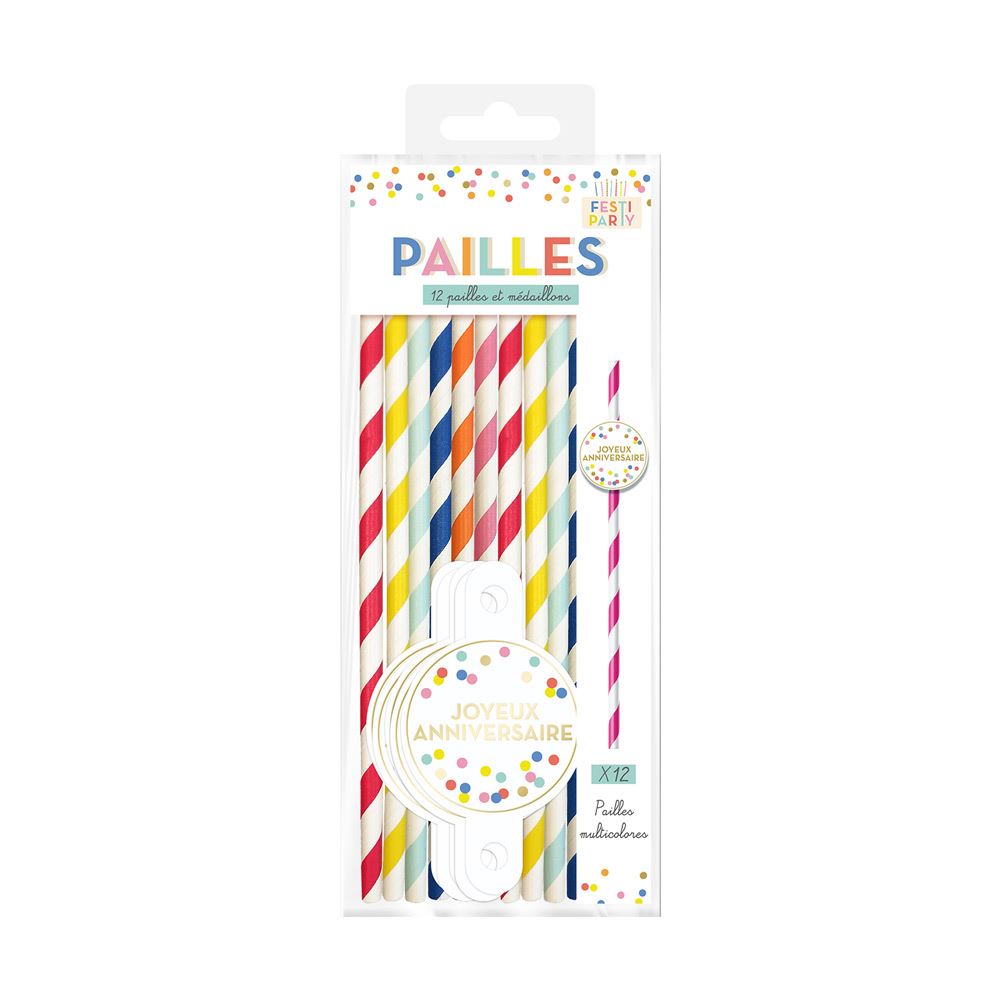 Pack 12 pailles festi party