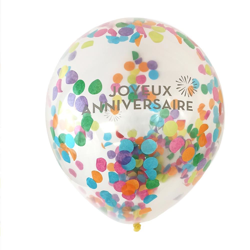 Sachet 6 ballons confettis festi party