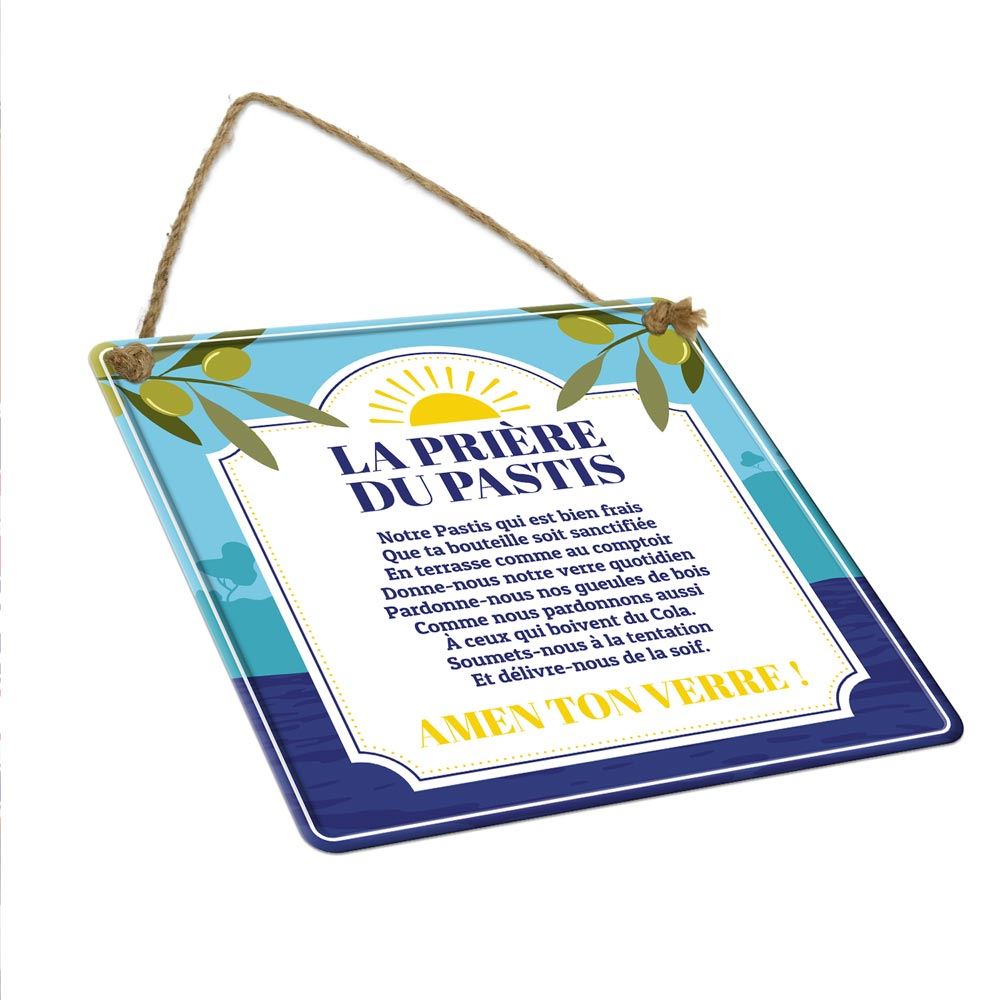 Plaque metal priere du pastis