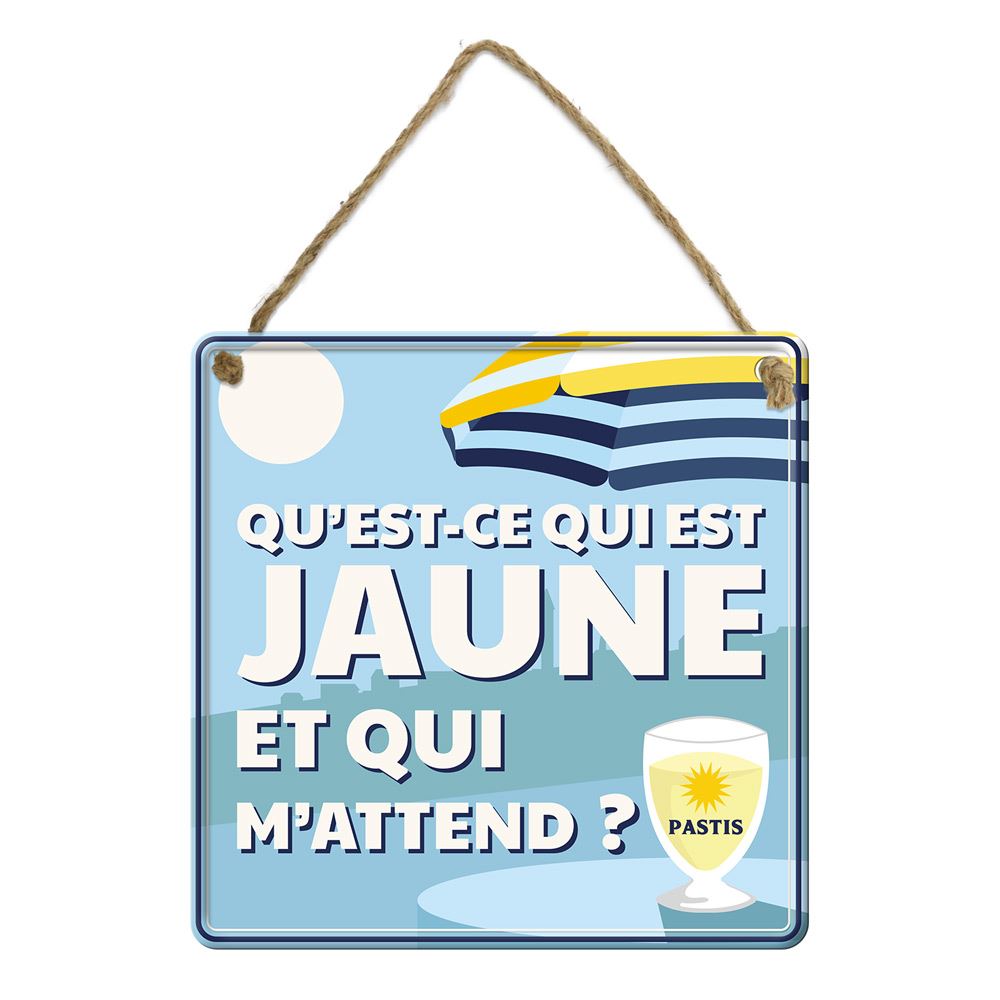 Plaque metal jaune et qui m attends