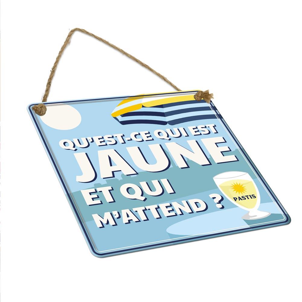 Plaque metal jaune et qui m attends