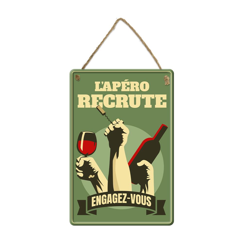 Plaque metal l apero recrute