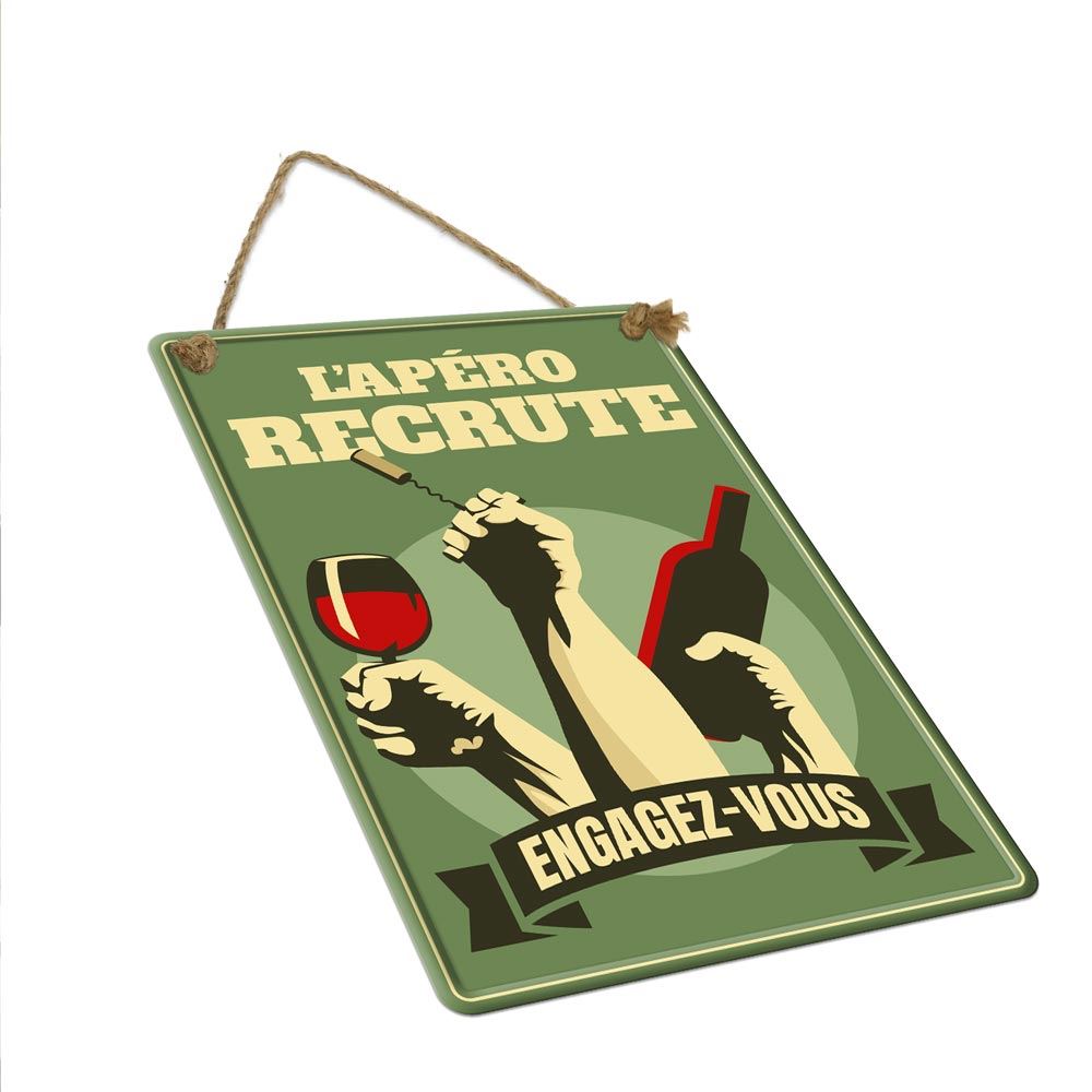 Plaque metal l apero recrute