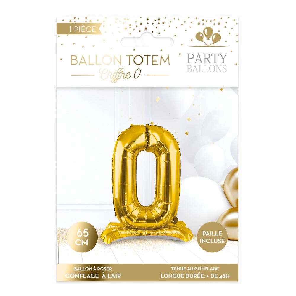Ballon totem chiffre dore 0