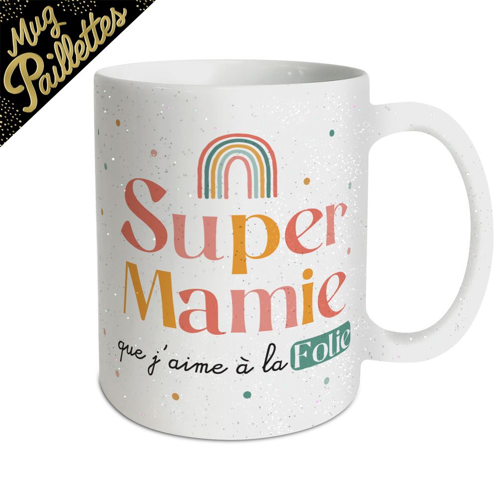 Mug a paillettes super mamie 
