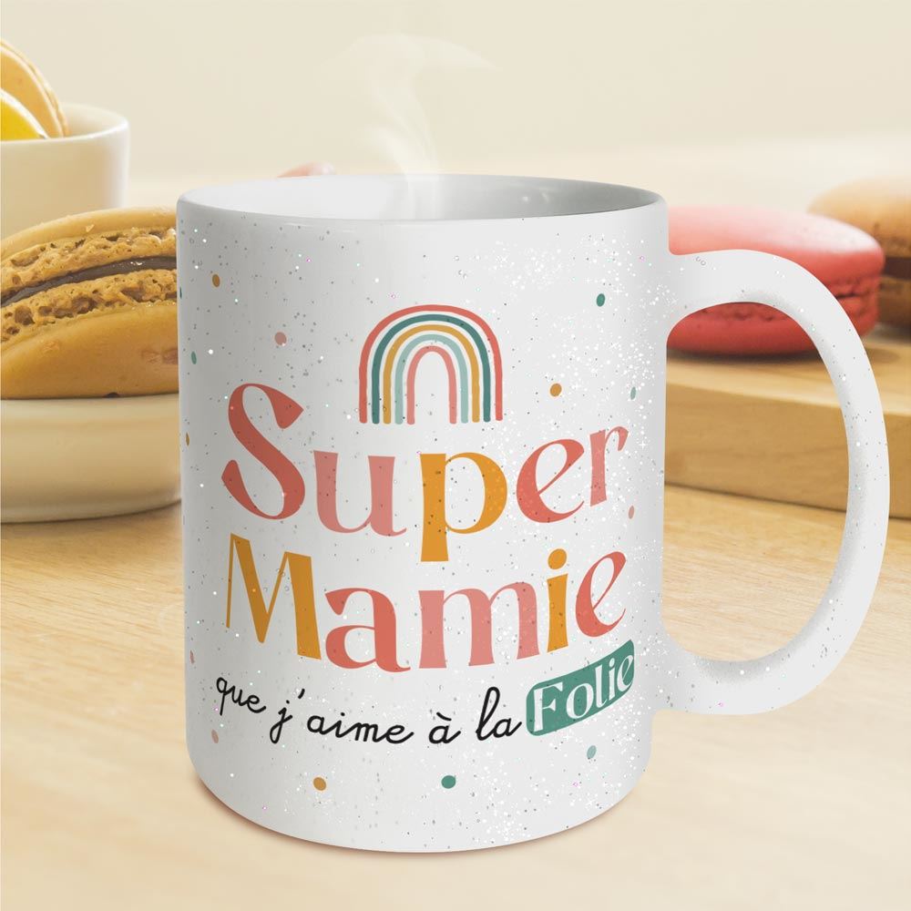 Mug a paillettes super mamie 
