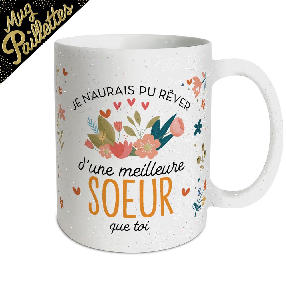 Mug a paillettes meilleure soeur
