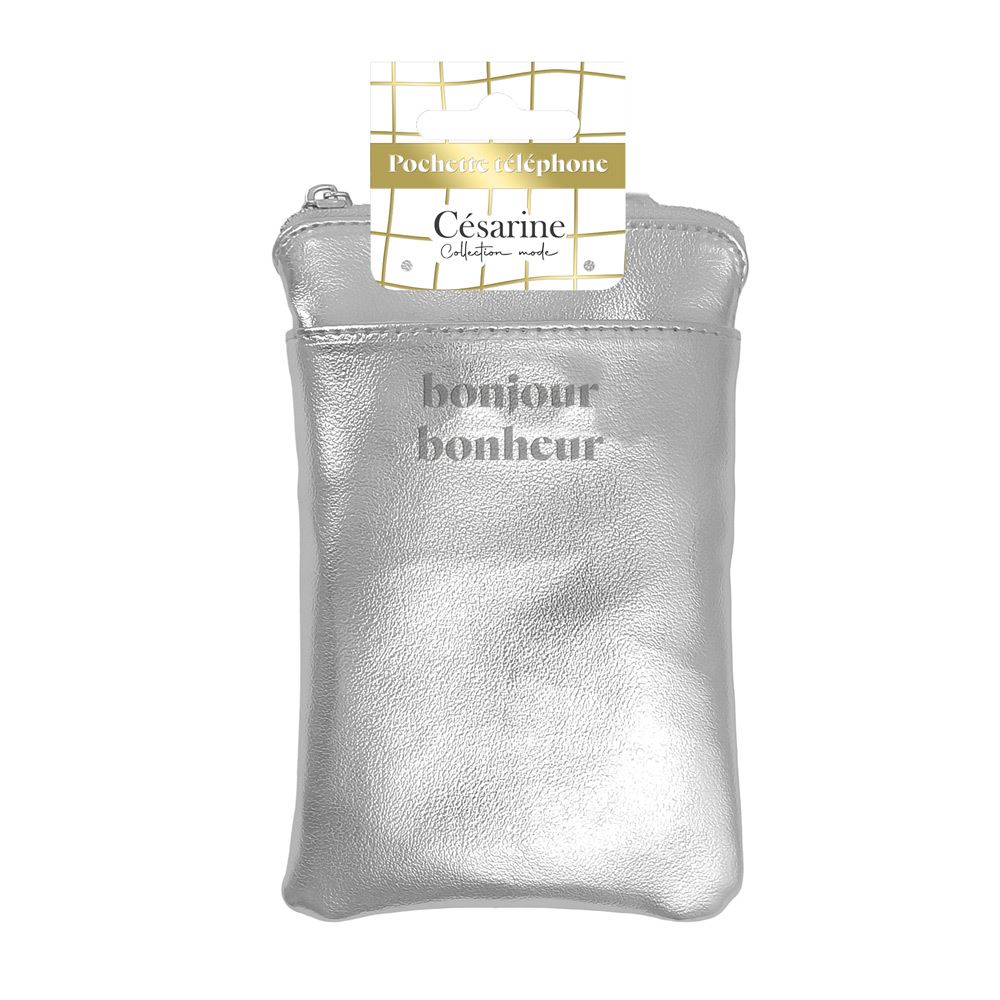 Pochette telephone metal argent