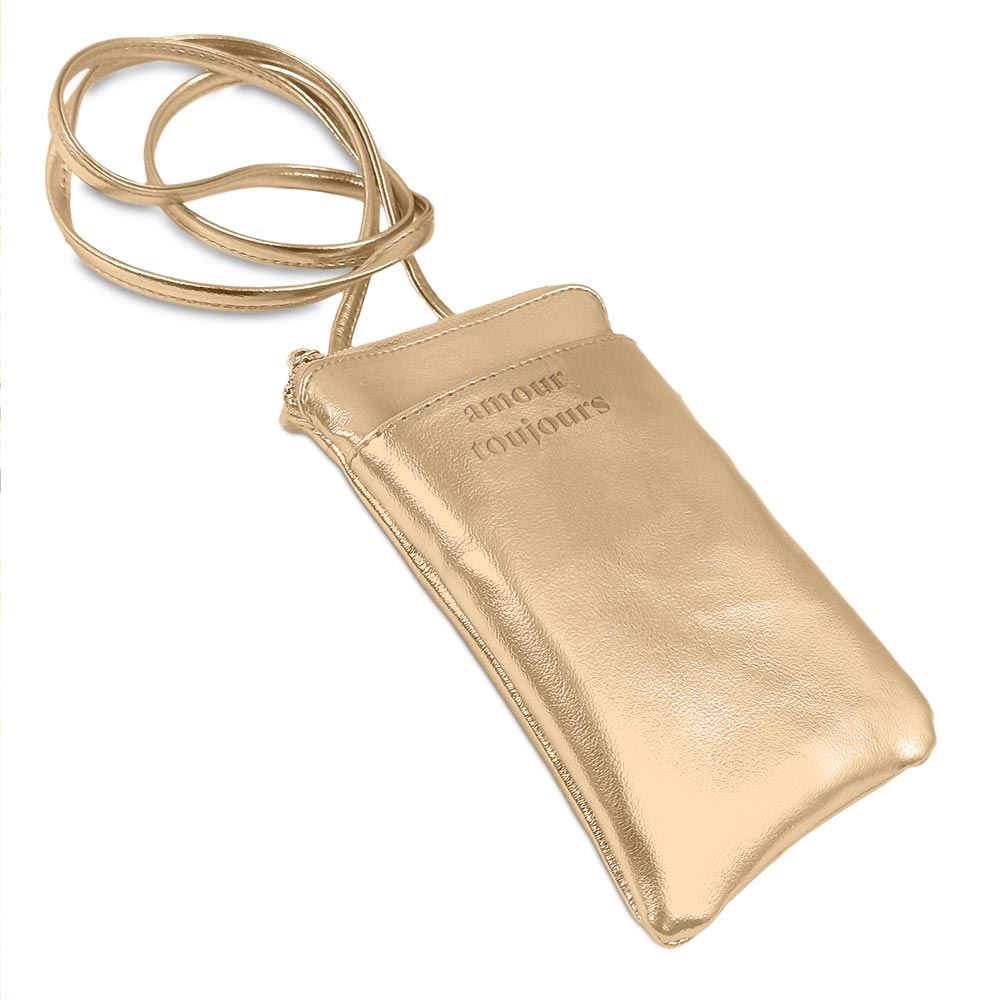 Pochette telephone metal bronze