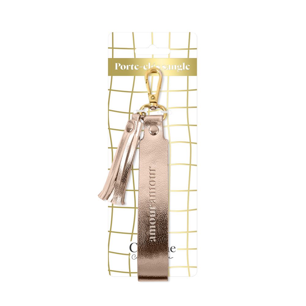 Porte cles metal rose dore