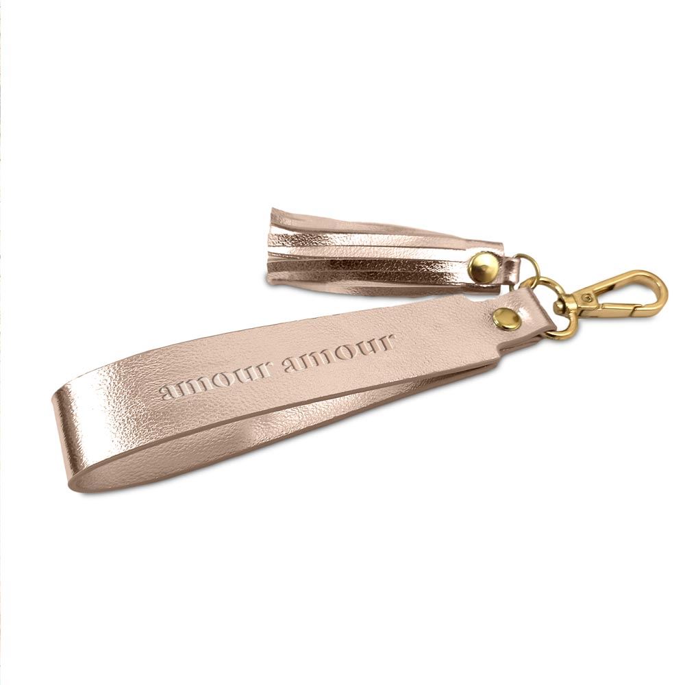 Porte cles metal rose dore