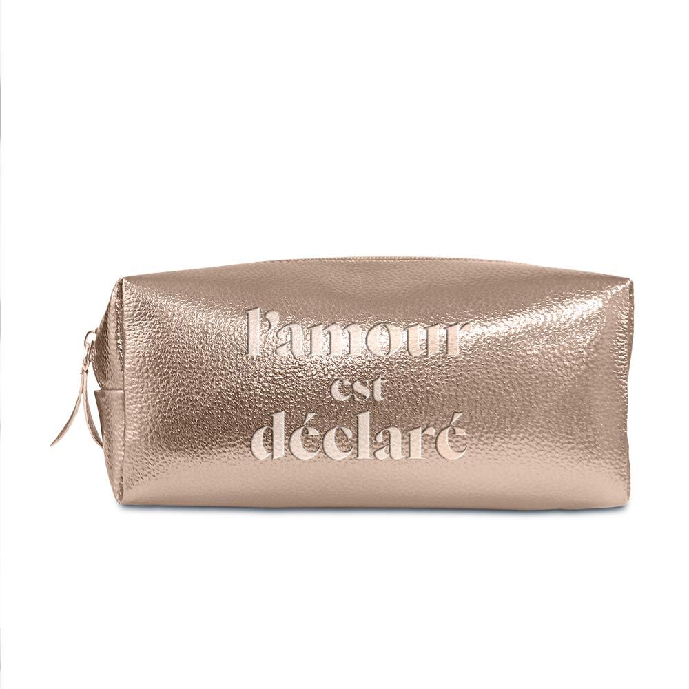 Trousse de toilette metal rose dore
