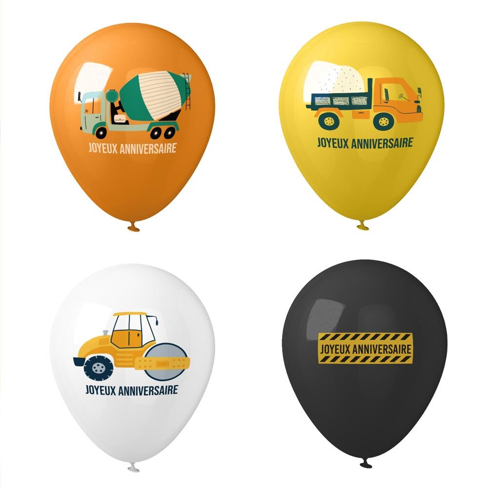 Sachet 8 ballons anniversaire chantier
