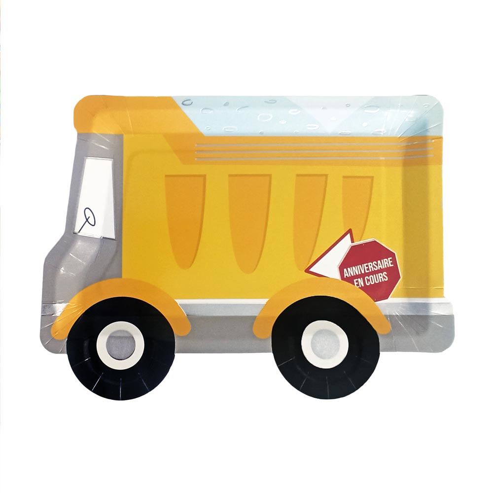 Pack 6 assiettes camion anniversaire chantier
