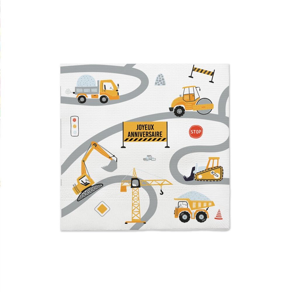 Pack 10 petites serviettes anniversaire chantier