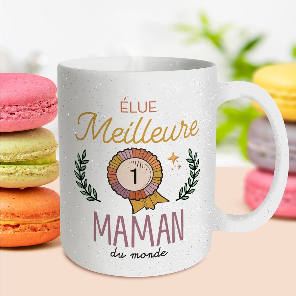 Mug a paillettes elue meilleure maman
