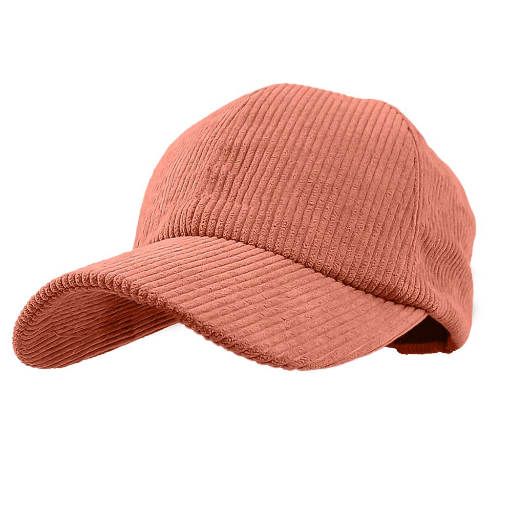 Casquette velours cotele corail
