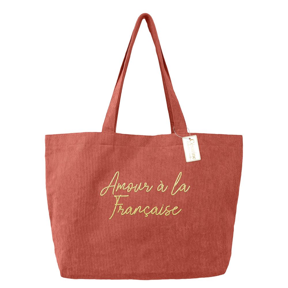 Sac cabas souple velours cotele amour a la francaise