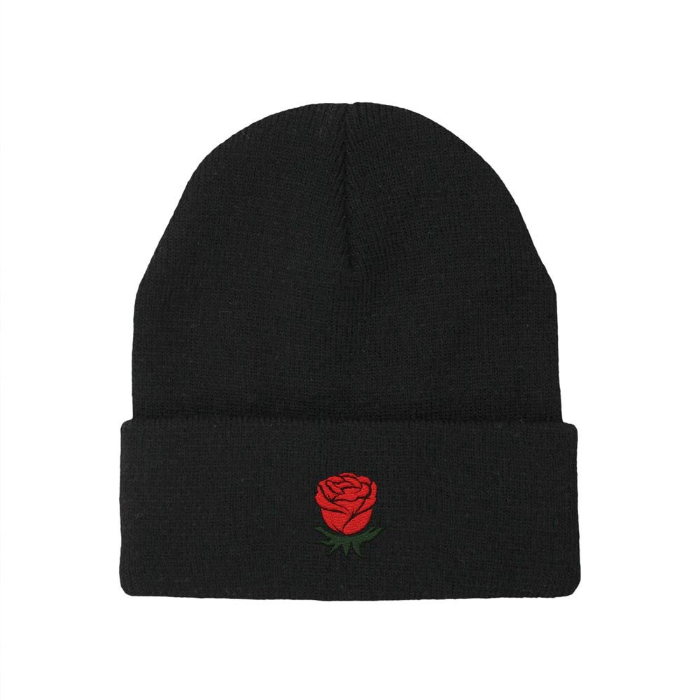 Bonnet brode picto rose