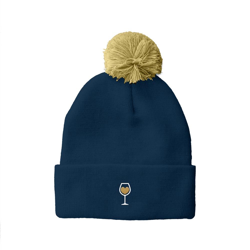 Bonnet brode pompon picto vin