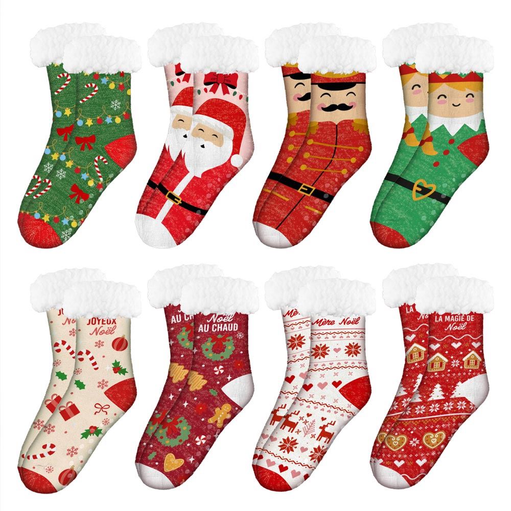 Chaussettes moumoute paillettes femme
